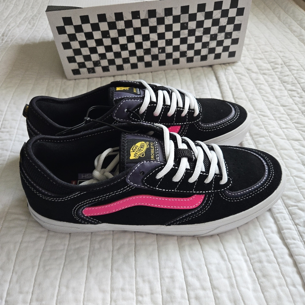 Vans Rowley Skate Women 9.5 Pop Cyber Pink  And Black Y2k 022026 - Picture 5 of 10
